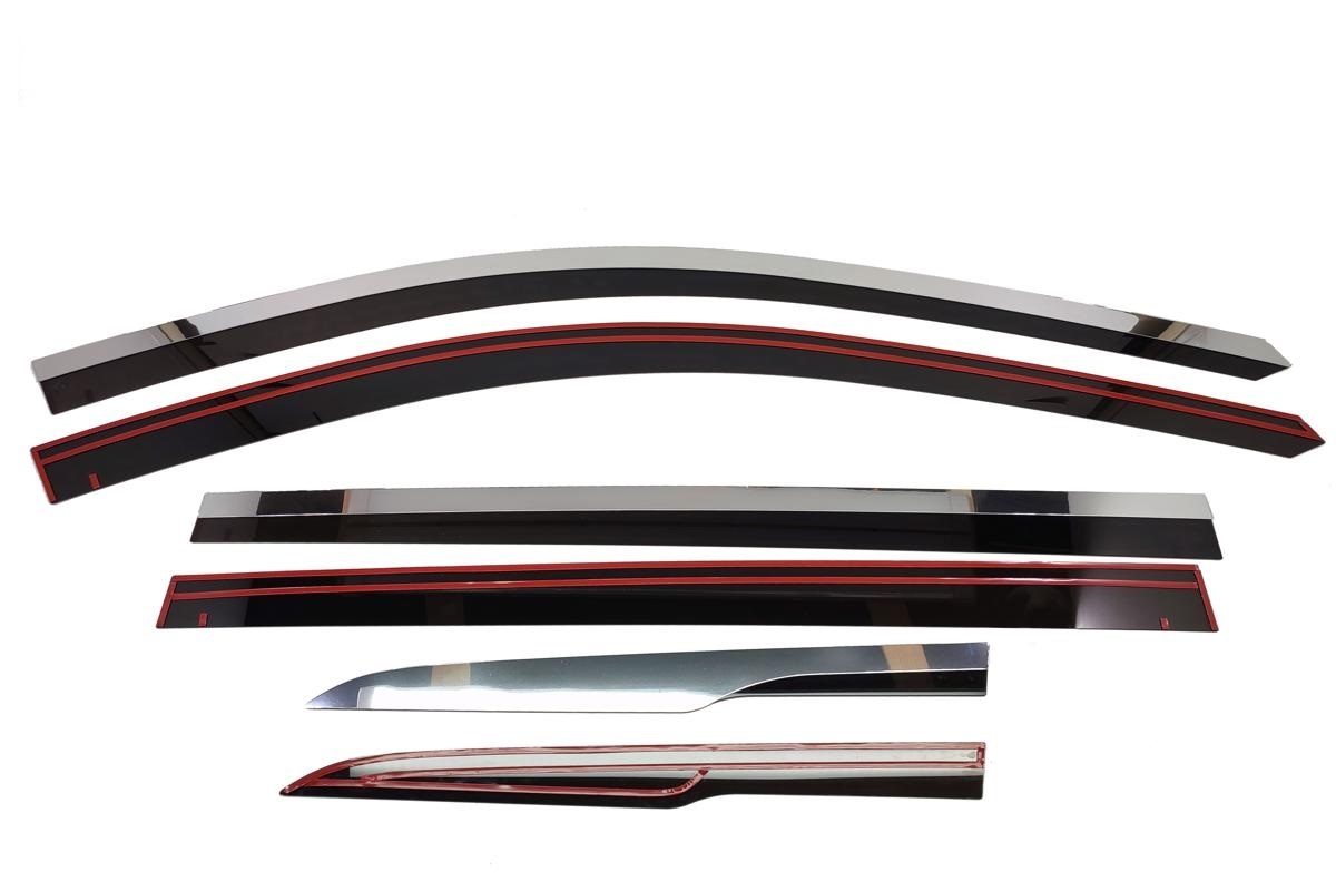 Дефлекторы окон с хром накладками 2D 6 шт для GAC GS8 II