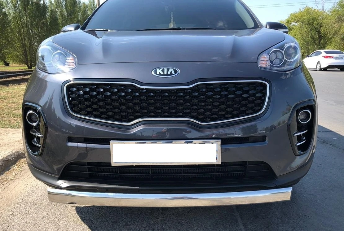 Защита переднего бампера овал d75х42 мм для Kia Sportage III Рестайлинг  Юко KSP.15.02-75