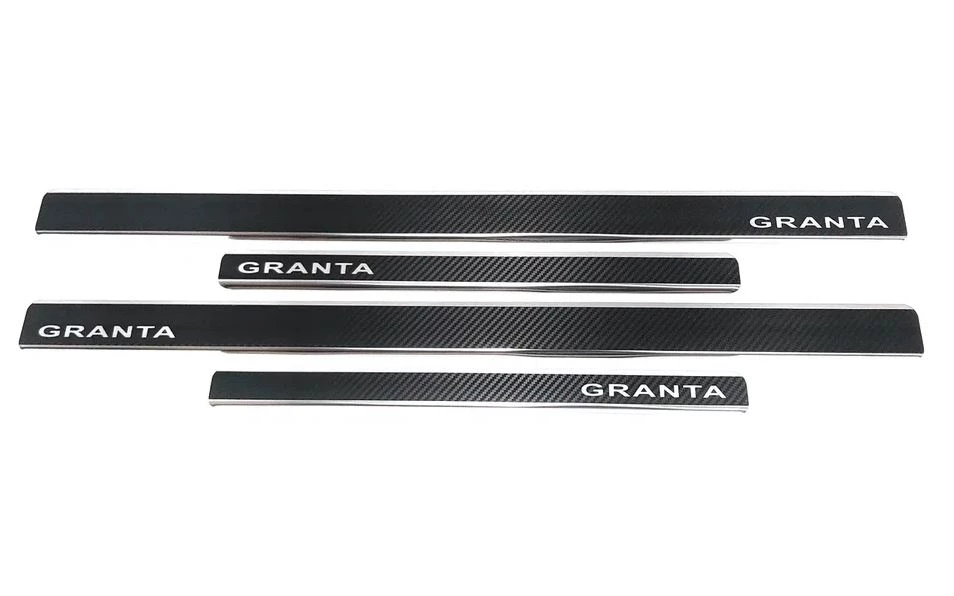 Накладки на пороги нержавеющая сталь под карбон 4шт. для LADA (ВАЗ) Granta I