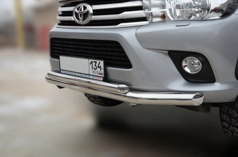 Защита переднего бампера двойная d76/60 мм для Toyota Hilux VIII  Юко THL.15.03-1