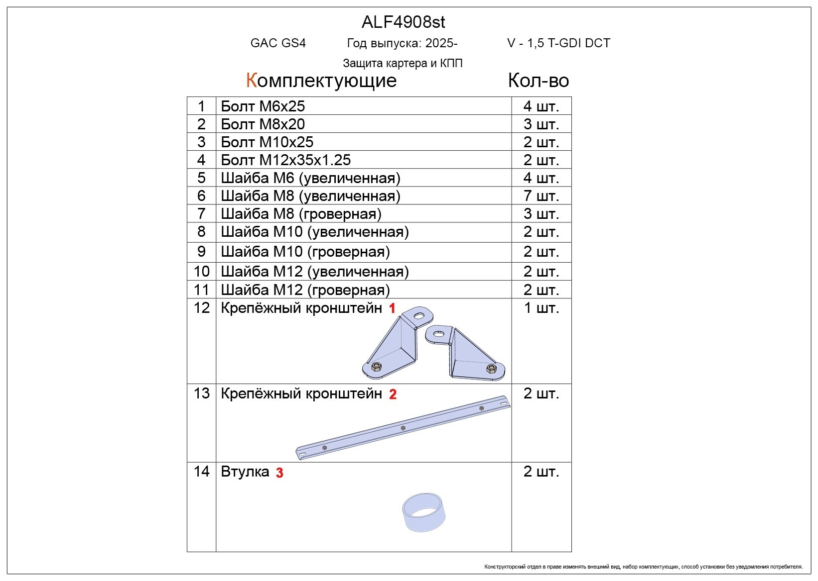 Защита картера и КПП для GAC GS4 I