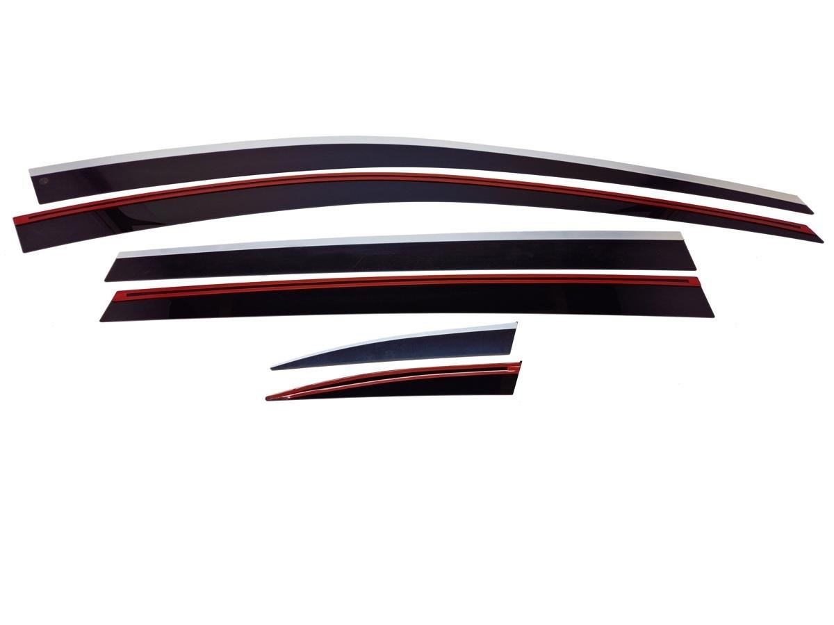 Дефлекторы окон 2D с хром накладками 6 шт. для Subaru Levorg I