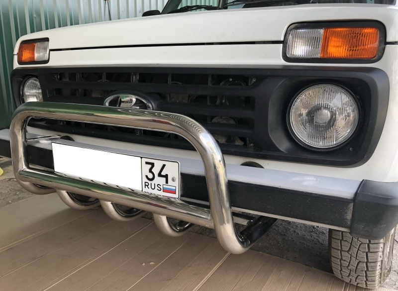 Защита переднего бампера скоба низкая+зубья d53/42 мм для LADA (ВАЗ) 2131 (4x4) I Рестайлинг (2020)  Юко CVNV.31.76-1