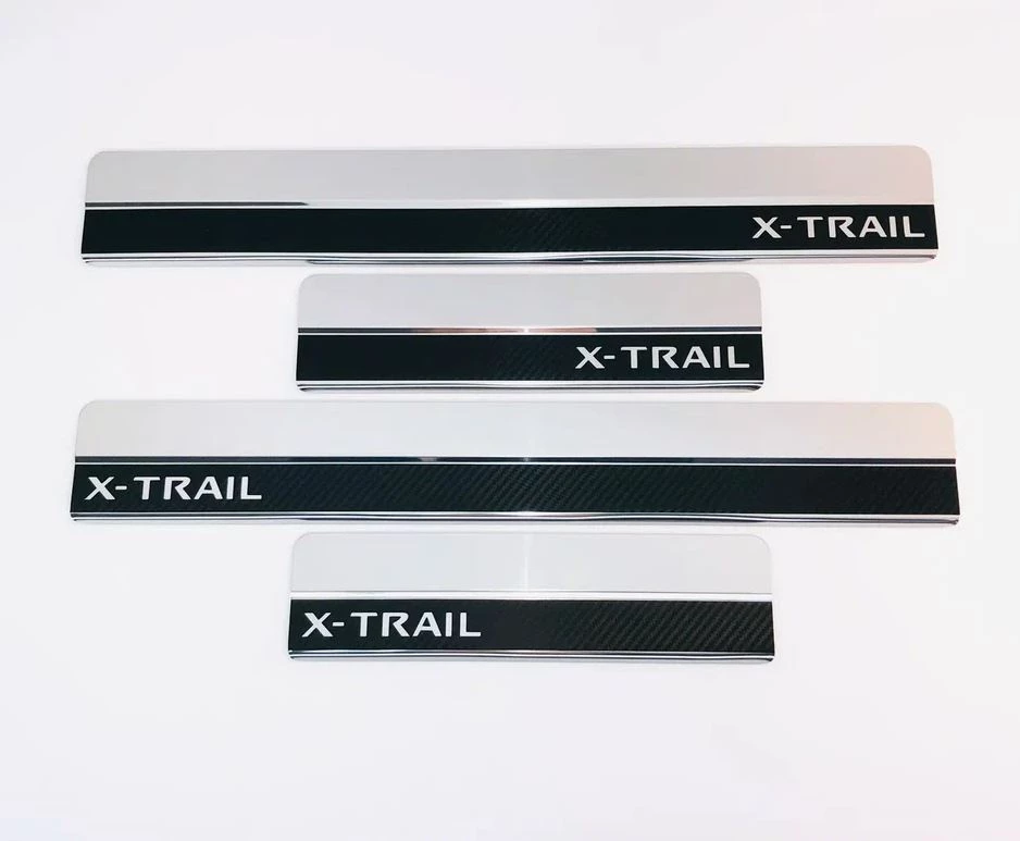 Накладки на пороги нержавеющая сталь под карбон 4шт. для Nissan X-Trail III