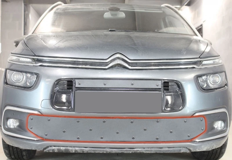 Зимняя заглушка радиатора к съемной сетке низ для Citroen Grand C4 Picasso II Рестайлинг Черный Стрелка 11 CC4.GP.bot