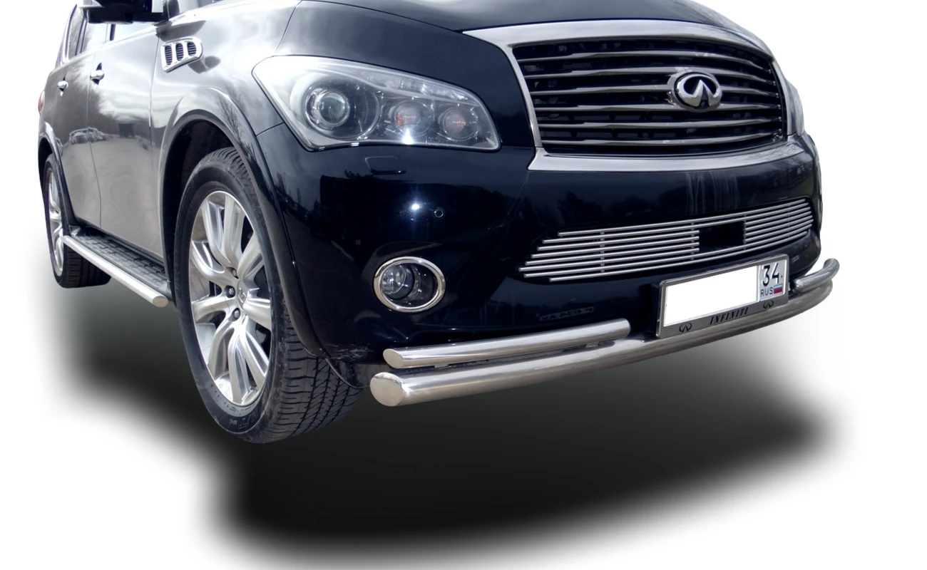 Защита переднего бампера d76 мм для Infiniti QX56 II  Юко IQX.11.01