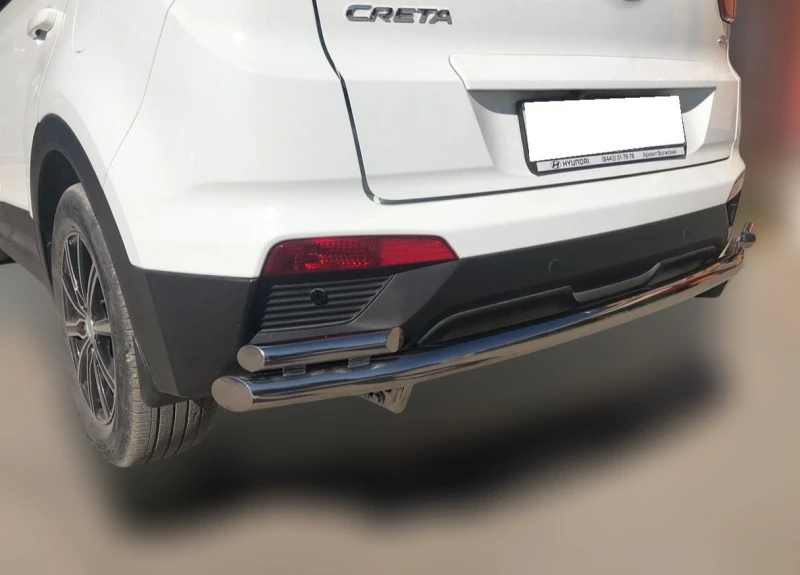 Защита заднего бампера двойная 1 длинная, 2 коротких d60/42 мм для Hyundai Creta I  Юко HYC.16.16-1