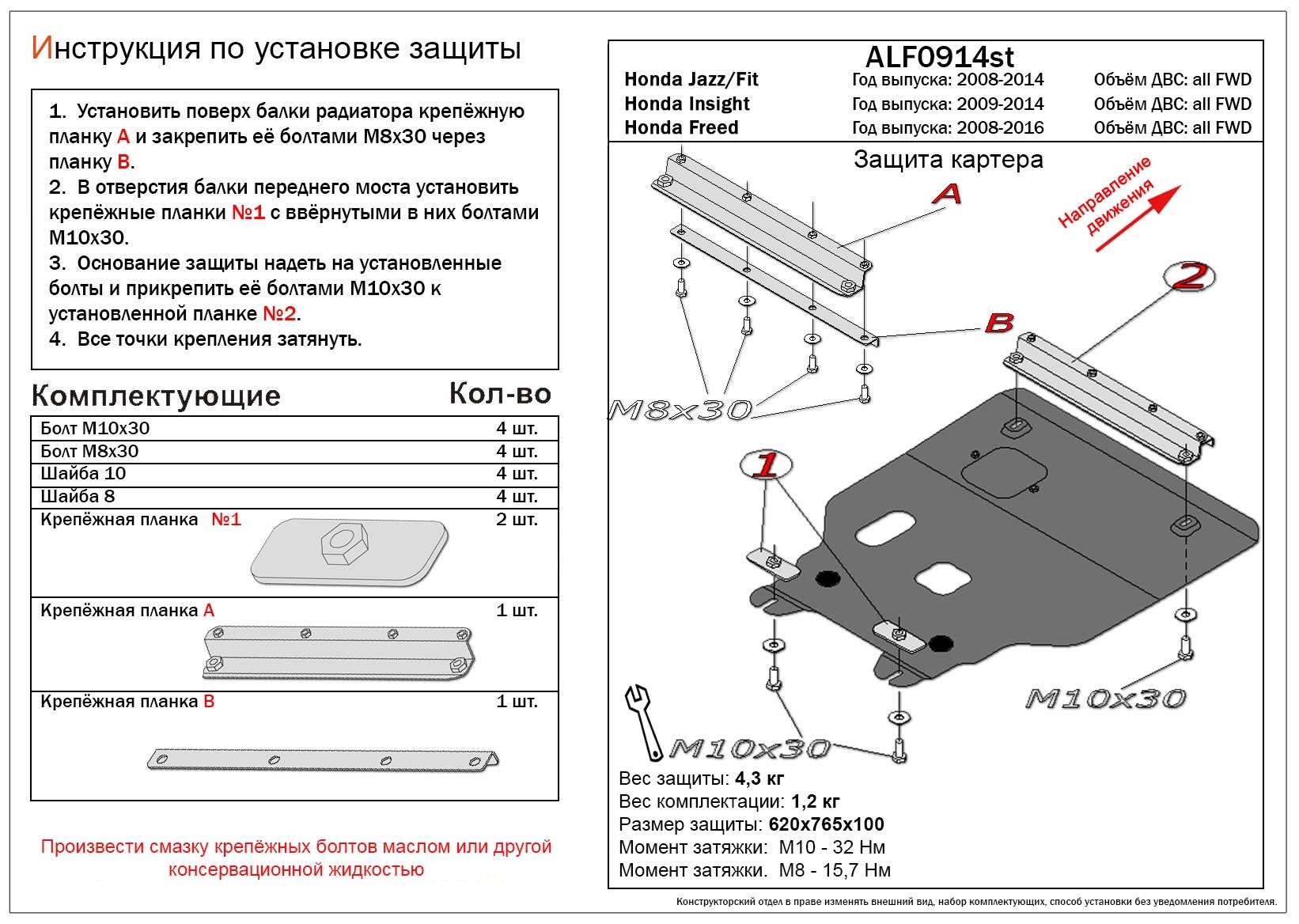 Защита картера и КПП для Honda Jazz II