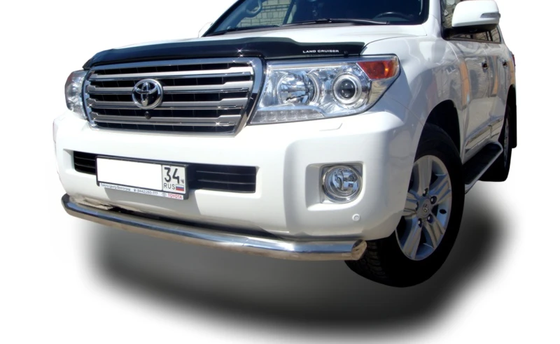Защита переднего бампера с гибами d76 мм для Toyota Land Cruiser 200 Series Рестайлинг 1  Юко TLC200.13.01