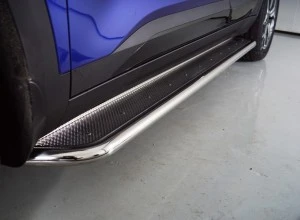 Пороги с площадкой (нерж. лист) 42,4 мм для Kia Seltos I Серый ТСС KIASELT20-19