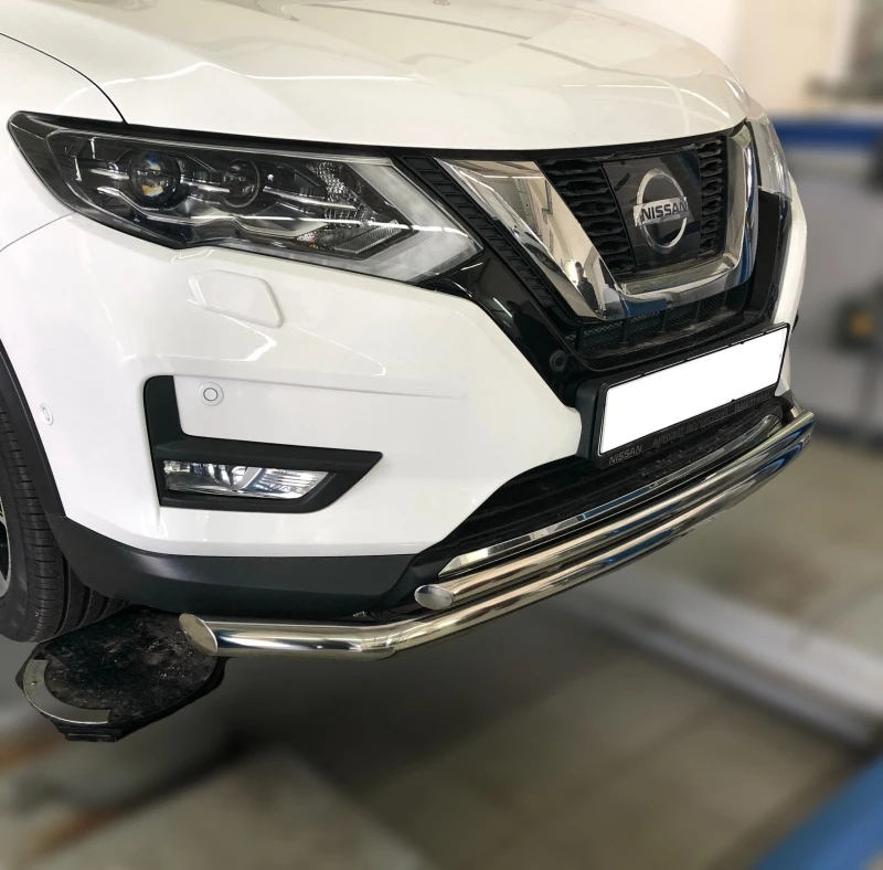 Защита переднего бампера двойная d60/42 мм для Nissan X-Trail III Рестайлинг  Юко NXT.18.04