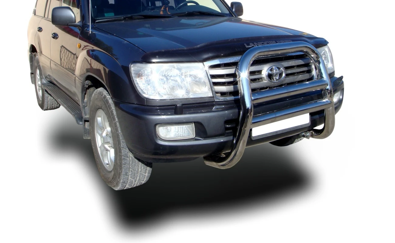 Защита переднего бампера высокая скоба d76 мм для Toyota Land Cruiser 100 Series Рестайлинг 1  Юко TLC100.98.07