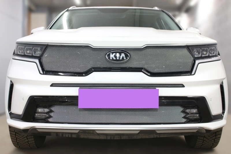Комплект сеток chrome верх, низ с ПТФ, центр для Kia Sorento IV Хром Стрелка 11 KS20.top.chrome-KS20.PTF.chrome-KS20.mid.chrome