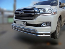 Защита переднего бампера тройная d60/60/42 мм для Toyota Land Cruiser 200 Series Рестайлинг 2