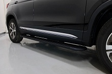 Пороги алюминиевые "Slim Line Black" 1720 мм для Changan CS75 I Рестайлинг