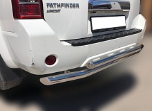 Защита заднего бампера двойная d60/53 мм для Nissan Pathfinder III Рестайлинг