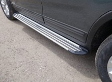 Пороги алюминиевые "Slim Line Silver" 1720 мм для Kia Sorento II Рестайлинг