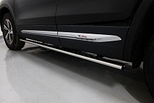 Пороги овальные с проступью 75х42 мм для Changan CS75 I Рестайлинг