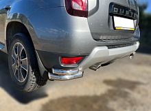 Защита заднего бампера угловая двойная d60/42 мм для Renault Duster I Рестайлинг