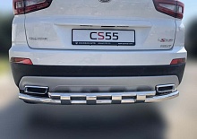 Защита заднего бампера двойная с перемычками d60/42 мм для Changan CS55 I