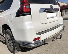 Защита заднего бампера угловая двойная d60/42 мм для Toyota Land Cruiser Prado 150 Series Рестайлинг 2