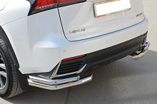 Защита заднего бампера двойная угловая d60/42 мм для Lexus NX I Рестайлинг
