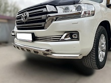 Защита переднего бампера с перемычками d60/60 мм для Toyota Land Cruiser 200 Series Рестайлинг 2
