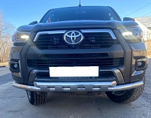 Защита переднего бампера с перемычками d60/60 мм для Toyota Hilux VIII Рестайлинг