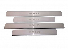 Накладки на пороги из нержавеющей стали 4шт. (с кузовом седан) для Volkswagen Polo VI