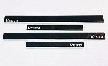 Накладки на пороги нержавеющая сталь под карбон 4шт. для LADA (ВАЗ) Vesta I