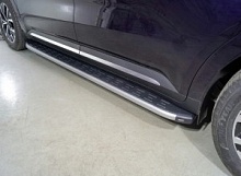 Пороги алюминиевые с пластиковой накладкой карбон 2120 мм для Kia Carnival IV