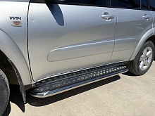 Пороги с накладным листом d53 мм для Toyota RAV4 II (XA20)