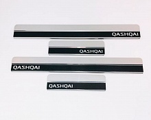 Накладки на пороги нержавеющая сталь под карбон 4шт. для Nissan Qashqai I