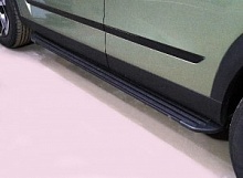 Пороги алюминиевые "Slim Line Black" 1720 мм для Jaecoo J7