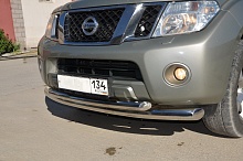 Защита переднего бампера двойная d76/60 мм для Nissan Pathfinder III Рестайлинг