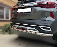 Защита заднего бампера с перемычками d60/42 мм для Kia Seltos I