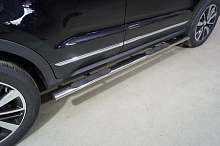 Пороги овальные с накладкой 75х42 мм для Changan CS55 I