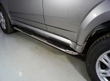 Пороги овальные гнутые с накладкой 75х42 мм для Haval H5 I