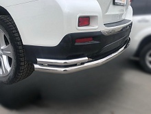 Защита заднего бампера угловая большая двойная d60/42 мм для Toyota Highlander II (U40) Рестайлинг