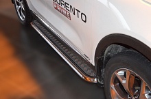 Пороги с накладным листом d53 мм для Kia Sorento III Prime