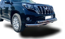 Защита переднего бампера двойная d76/60 мм для Toyota Land Cruiser Prado 150 Series Рестайлинг 1