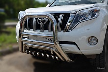 Защита переднего бампера скоба высокая+зубья d76/60/42 мм для Toyota Land Cruiser Prado 150 Series Рестайлинг 1