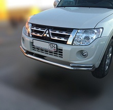 Защита переднего бампера двойная с гибами d76/42 мм для Mitsubishi Pajero IV