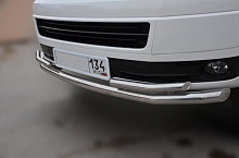Защита переднего бампера двойная d60/42 мм для Volkswagen Caravelle T5 Рестайлинг