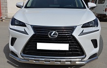 Защита переднего бампера двойная с перемычками d60/42 мм для Lexus NX I Рестайлинг