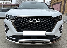 Защита переднего бампера двойная d60/42 мм для Chery Tiggo 7 Pro Max