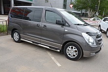 Пороги труба с проступью d76 мм для Hyundai Grand Starex I Рестайлинг 2