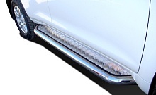 Пороги с накладным листом d76 мм для Toyota Land Cruiser Prado 150 Series