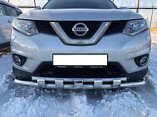 Защита переднего бампера двойная с перемычками d60/42 мм для Nissan X-Trail III