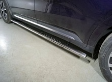 Пороги овальные с проступью 75х42 мм для Kia Carnival IV